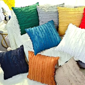 Pure Color Boho 18×18 Inch Soft Embroidered Tufted Pillowcase Pillow Case for Sofa Living Room Bedroom