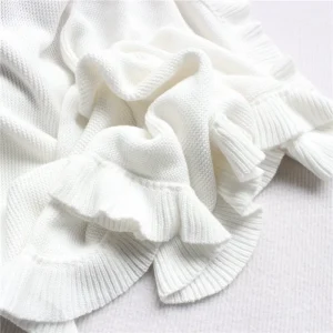 Pure Cotton 70*90CM Ruffle Edge Soft Warm Baby Swaddle Blanket Multiple Colors in Stock