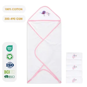 Pure Cotton Baby Hooded Bath Towel Animal Embroidered Gentle for Sensitive Skin OEKO TEX Certified Bedroom & Bathroom Use