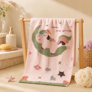 Pure Cotton Cartoon Comfortable Woven Skin-Friendly 25*50cm 47g Kids Towel for Children Face Wshing and Bathing