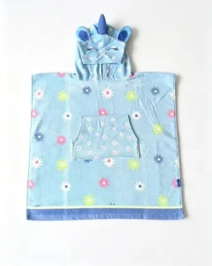 Pure Cotton Custom Hoodie Poncho Beach Towel for Kids Cute Floral Design Soft Quick Dry for Beach Swimming Shower and Daily Use