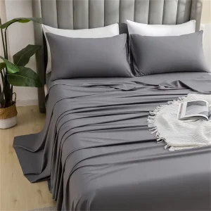 Pure Cotton Home Bed Sheet Set, 4-Piece Soft Bedding With Flat Sheet, Fitted Sheet & 2 Pillowcases, All Sizes Available