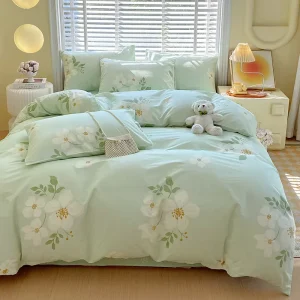 Pure Cotton Home Textile Bedding Sets with Bed Sheet Quilt Cover Pillowcases Flat Sheets
