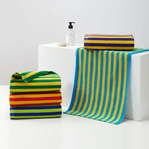 Pure Cotton Striped Towel Sets Colorful High End Thickened a Class Face Towel Luxury Cotton Bath Towels