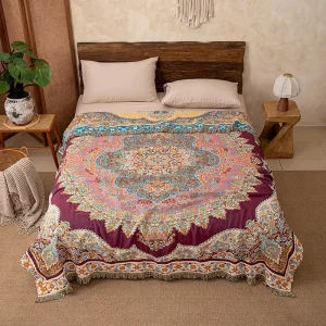 Pure Cotton Tassel Towel Blanket 4 Layer Gauze Throw Soft Sofa Towel Spring Autumn Nap Bed Sheet Plants Flowers