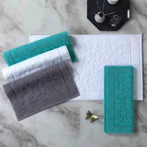 Pure Cotton Thick Bathroom Floor Towel Anti Slip Rectangle Bath Mat Strong Water Absorption Shower Mat for Home Bathtub Hotel