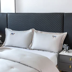 Pure Cotton White Quilt Set with Pony Embroidery Luxury 3 Piece Soft Pillow Comforter Set for Home Bedroom Cover Bedding Set