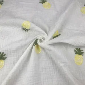 Pure White 100% Cotton Pineapple Lace Nightgown Double Layer A-Class Woven Gauze Fabric Lace