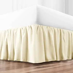 Purefit Wrap Around Ruffled Bed Skirt With Adjustable Elastic Belt Drop Easy to Put on Wrinkle Free Bedskirt Wedding Dust Ruffle