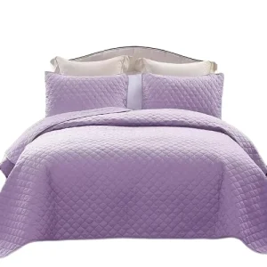 Purple New Design High Quality Summer Cotton Ultrasonic Comforters 2 Pillow Cases Eco Friendly Hotel Use Soft Luxury Feeling