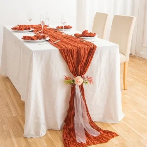 Purple Red Gauze Semi Transparent Table Runner Wrinkled Fabric Tablecloth Table Party Decorations