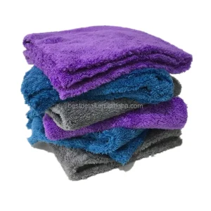 Purple Soft Cleaning Cloth Plush 40x40cm 350 Gsm Edgeless Microfiber Auto Detailing Towel for Car Polishing Drying Wash Buffing