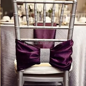 Purple Wedding Chair Ruffle Sashes Satin Chair Band