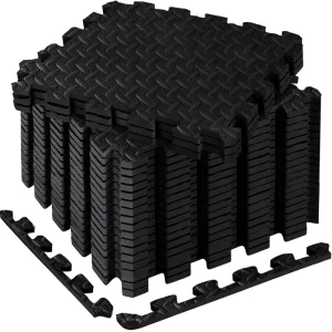 Puzzle Exercise Mat 12.6×12.6×0.4 in EVA Interlocking Non Slip Water Resistant 18 Sqft Home Gym Flooring