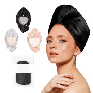 QINGYAN Quick Dry Hair Towel Cap Coral Velvet Dry Hair Cap Double Layer Satin Design Super Absorbent Thickened Hair Drying Towel