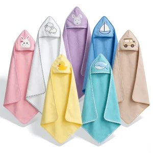 Quality 100% Cotton Cartoon Hooded Baby Towels Skin Friendly Super Absorbent Quick Dry Custom Logo OEKO TEX for Newborn Baby