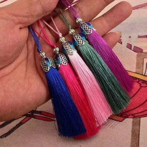 Quality Cloisonne Blue Hat Tassel Ice Silk Fringe Bookmark Fringe Fan Clothing Accessories