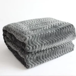 Quality Jacquard Flannel Throw Bed Blanket Waved Solid Color Knitted Fleece for Home