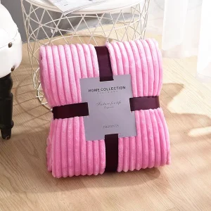 Quality Strip Fleece Furniture Colorful Plain Color Thickened Flannel Throw Blanket