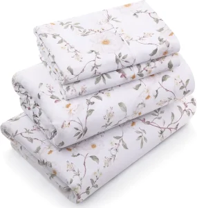 Queen 100% Cotton Pillowcases 16inch Deep Bed Sheets Set Printed Fitted Sheets with Pillowcase