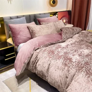 Queen 100% Velvet Comforter Quilt 3 Piece Bedding Set with YKK Zipper Printed Duvet Cover Winter Polyester Filled Winter Season