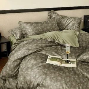 Queen 4 Piece Bedding Set 100% Long Staple Cotton 300TC Floral Stylish Modern Design for Home Hotel Cooling Online Digital