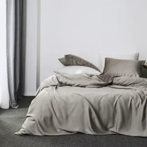 Queen Bamboo Flat Fitted Sheet Soft Breathable Pillowcases Set Cooling Feature for Bamboo Pillow Case