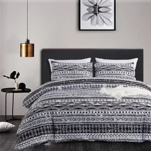 Queen Bedding Cover Duvet Set 3 Piece 1000 TC Luxury Microfiber Down Comforter Quilt Cover with Zipper