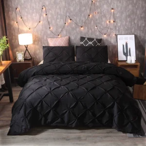 Queen Bedding Duvet Cover Set 3 Piece Elastic Embroidery Luxury Microfiber Down Comforter Quilt Cover Comfortable Fabric