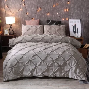 Queen Bedding Duvet Cover Set 3 Piece Elastic Embroidery Luxury Microfiber Down Comforter Quilt Cover Comfortable Fabric