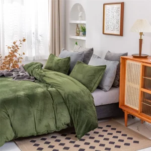 Queen Bedding Velvet Cover Duvet Set 100% Velvet Comforter Quilt with YKK Zipper 3 Piece Polyester Filled Bedding