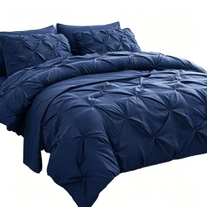 Queen Comforter Set 7 Piece Bed in a Bag Pintuck Bedding Sets Includes 3pc Comforter and 4pc Bedsheet Set