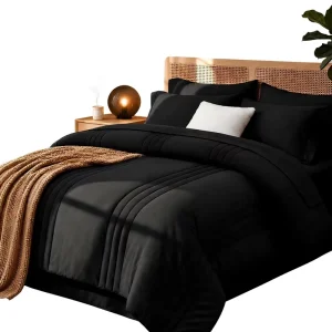 Queen Comforter Set Black Bed Bag 7 Piece Soft All Seasons Premium Eclectic Style Includes Comforter Sheets Pillowcases