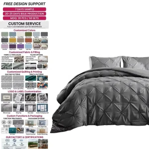 Queen Diamond Pintuck Comforter Set Microfiber Pinch Pleat Textured Bedding Wrinkle Resistant Fluffy Bed Set