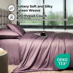 Queen Duvet Cover 100% Bamboo Fiber 4 Piece Set 300TC Solid Woven Modern Luxuriously Soft Cooling 2 Pillowcases (White)