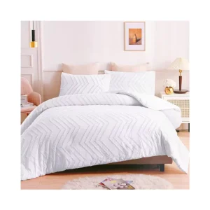Queen Duvet Cover Set Waterproof Sleeping Pillow Covers Protector Customizable 100% Polyester Striped Geometric Sheet Set