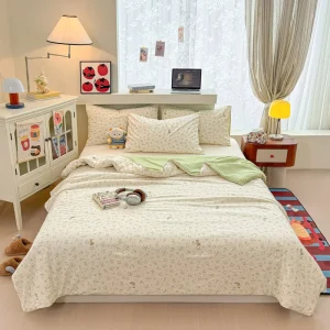 Queen Floral Duvet Cover Set 200tc Ultra Soft Breathable 4 Piece Bedding Zipper Closure Corner Ties Woven Technique Plain Style