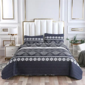Queen Full Size 3 Piece Quilt Set Coverlet Lightweight Design for Spring and Summer 1 2 Pillow Shams Bedding