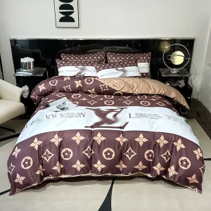 Queen King Luxury Quilt Cover Sets Washed Silk Digital Printing 4pcs Bedding Set Duvet Cover Set
