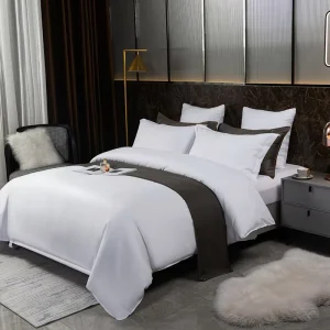 Queen King-Size Luxury Custom Cotton Hotel Bedding Set 4-Piece Duvet Cover Pillow Case Fitted Bed Sheet Woven Technique High