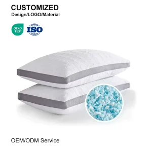Queen Pillows for Back & Side Sleepers Adjustable Cooling Pillows Queen Size Shredded Memory Foam Bed Pillows for Sleeping