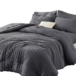 Queen Seersucker 7-Piece All Season Comforter Set Bedding Microfiber