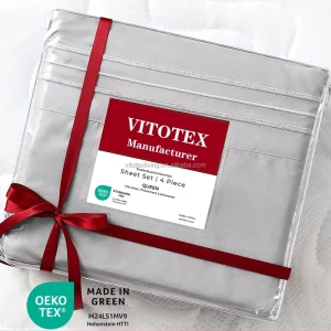 Queen Sheet Set 4PC Grey Hotel Luxury Sheets Ultra Soft and Breathable Microfiber Fitted Sheet Flat Sheet 2 Pillowcases
