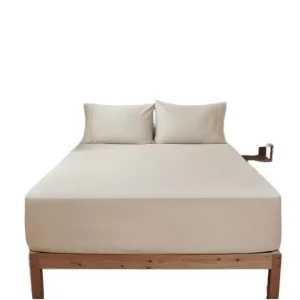 Queen Size 100% Egyptian Cotton 600 Thread Count Mattress Sheet Beige 16″ Deep Pocket 1 Bottom Sheet Fitted Flat Sheets
