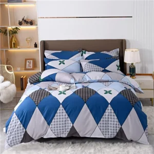 Queen Size 4-Piece Modern Floral Printed Comforter Bedding Set 100% Polyester Eco-Friendly 300tc Thread Count All-Season