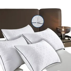 Queen Size 4-Piece Neck Bed Pillows Ultra Soft Fluffy Microfiber Material Height Adjustable Zipper Opening