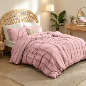Queen Size Boho Shabby Chic Tufted Jacquard Arch Pattern Polyester Duvet Cover Set Home Hotel Bedding Set