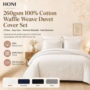 Queen Size Luxury Style 3 Pieces Set Soft Waffle Duvet Cover Set for Home Textiles