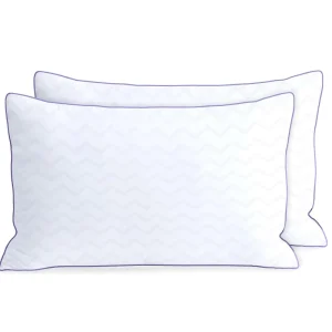 Queen Size Modern Bed Pillows Set 2 Hotel Collection Neck Support Side Back Sleepers Super Soft Microfiber Filled Anti Bacteria