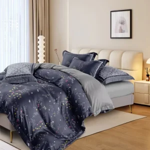 Queen Size Quilt Comforter Sets 4 Pieces Printed Sheetsets With Pillowcase Lightweight Duvet Cover Set for All Seasons